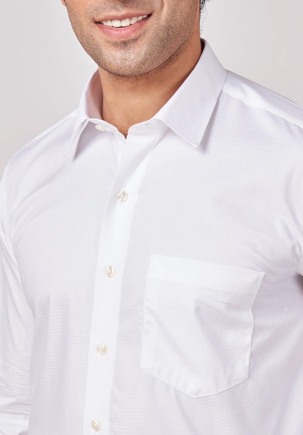 Men White Regular Fit Formal Shirt - Image 4