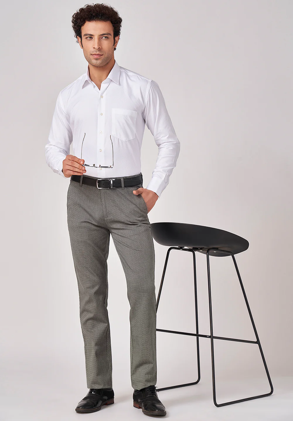 Men White Regular Fit Formal Shirt - Image 5
