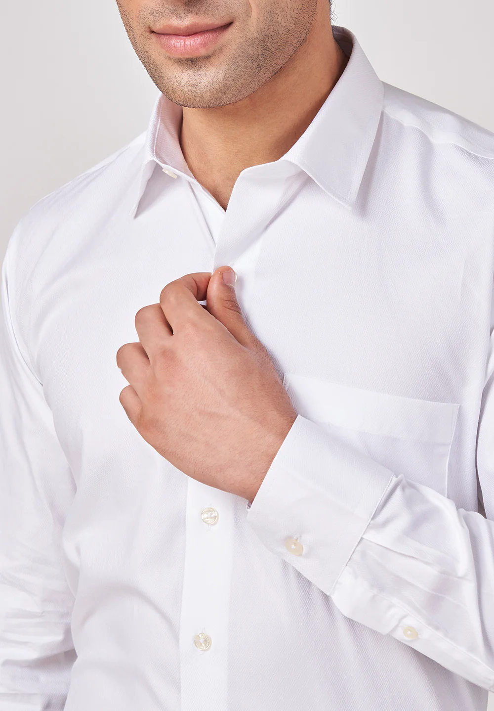 Men White Regular Fit Formal Shirt - Image 4
