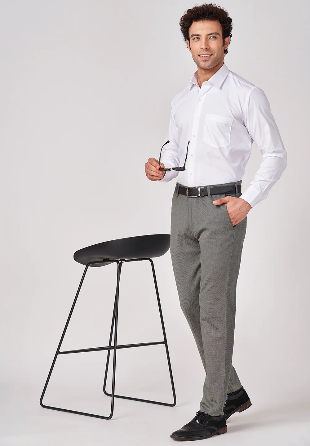 Men White Regular Fit Formal Shirt - Image 5