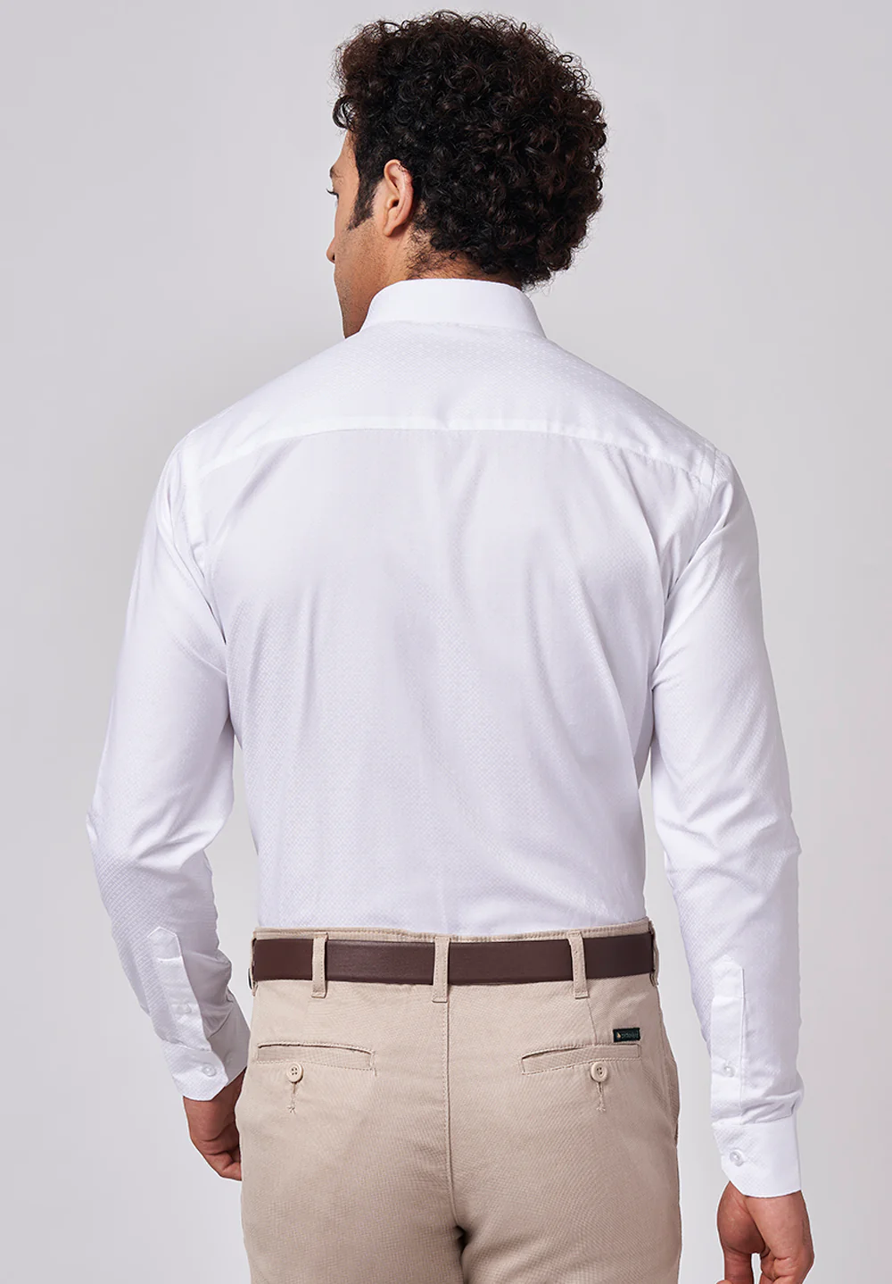 Men White Slim Fit Formal Shirt - Image 3