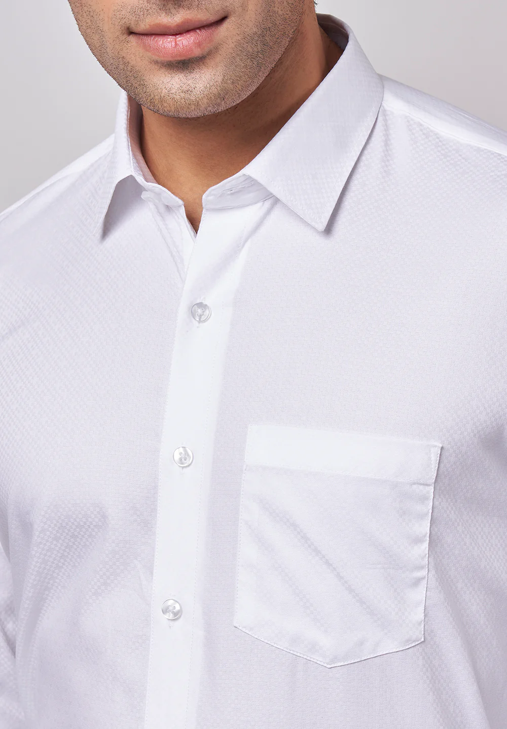 Men White Slim Fit Formal Shirt - Image 5
