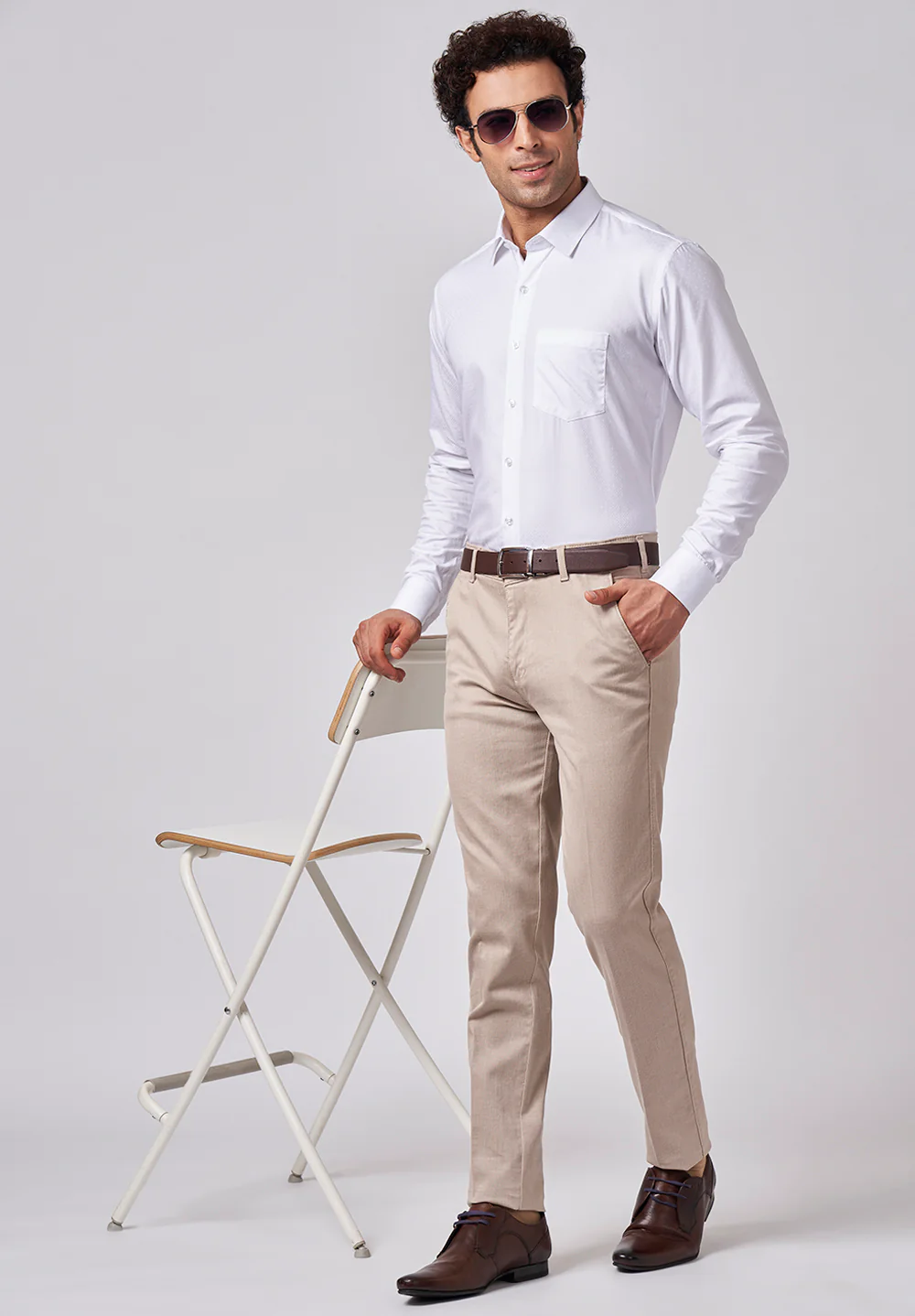 Men White Slim Fit Formal Shirt - Image 6
