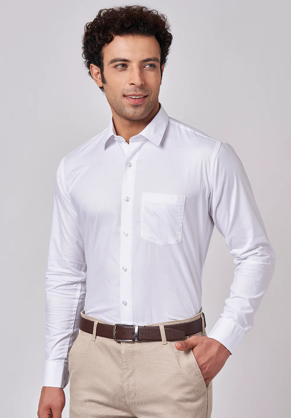 Men White Slim Fit Formal Shirt