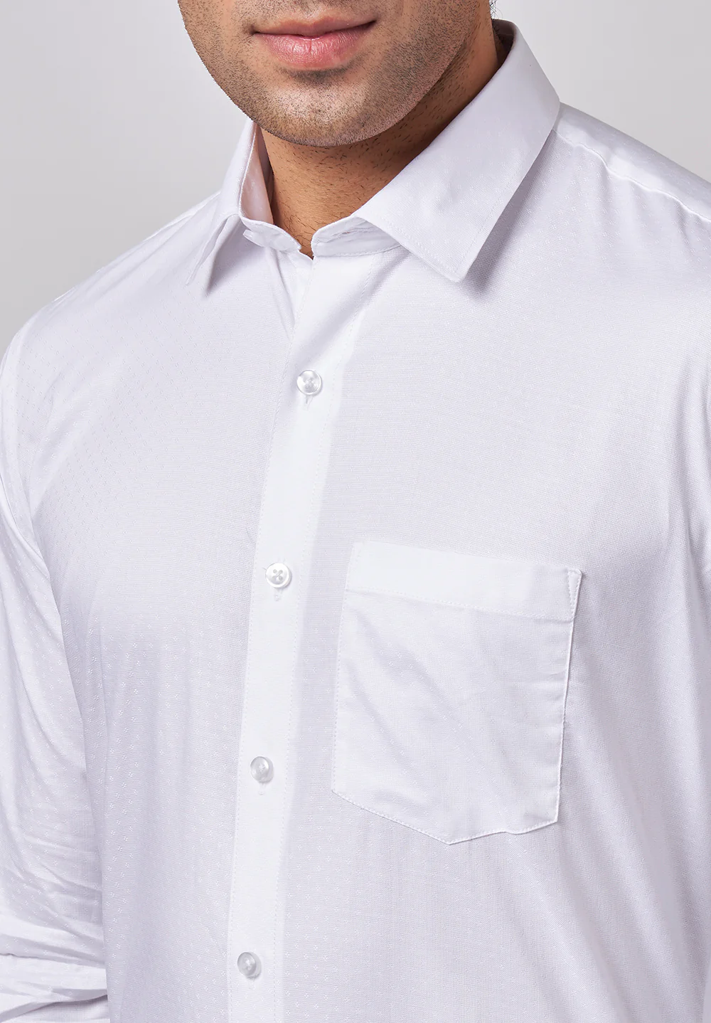 Men White Slim Fit Formal Shirt - Image 4