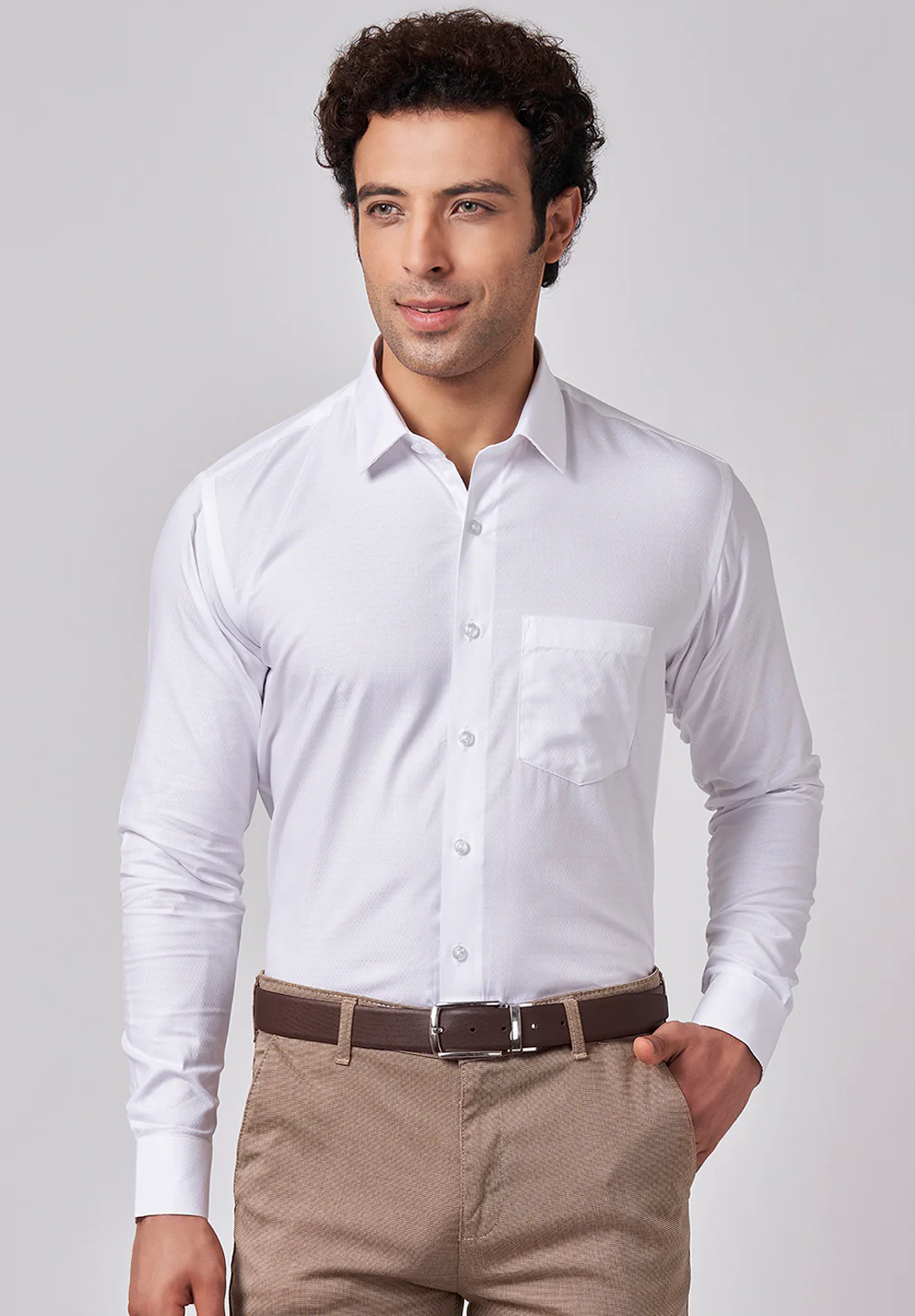 Men White Slim Fit Formal Shirt