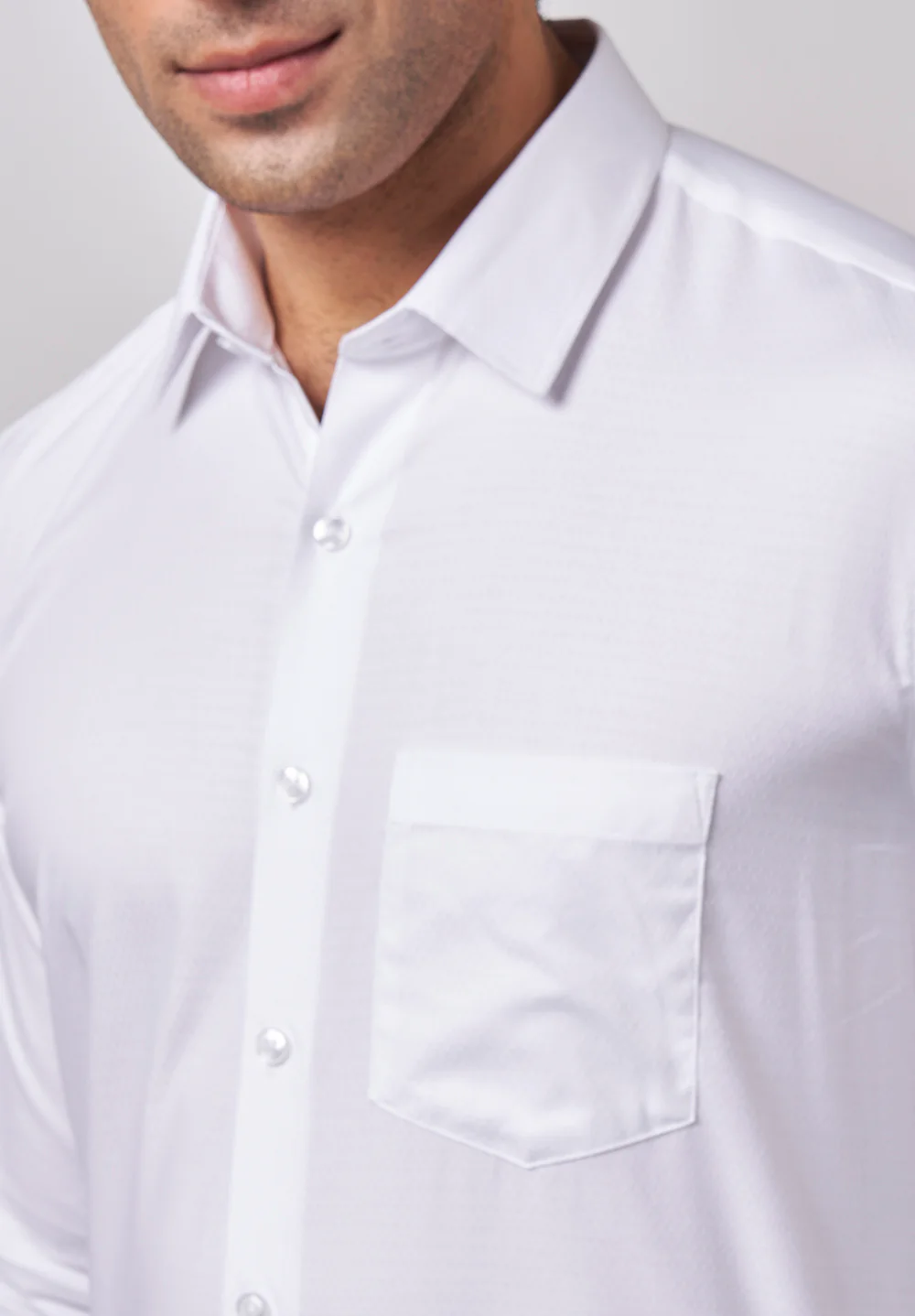 Men White Slim Fit Formal Shirt - Image 4