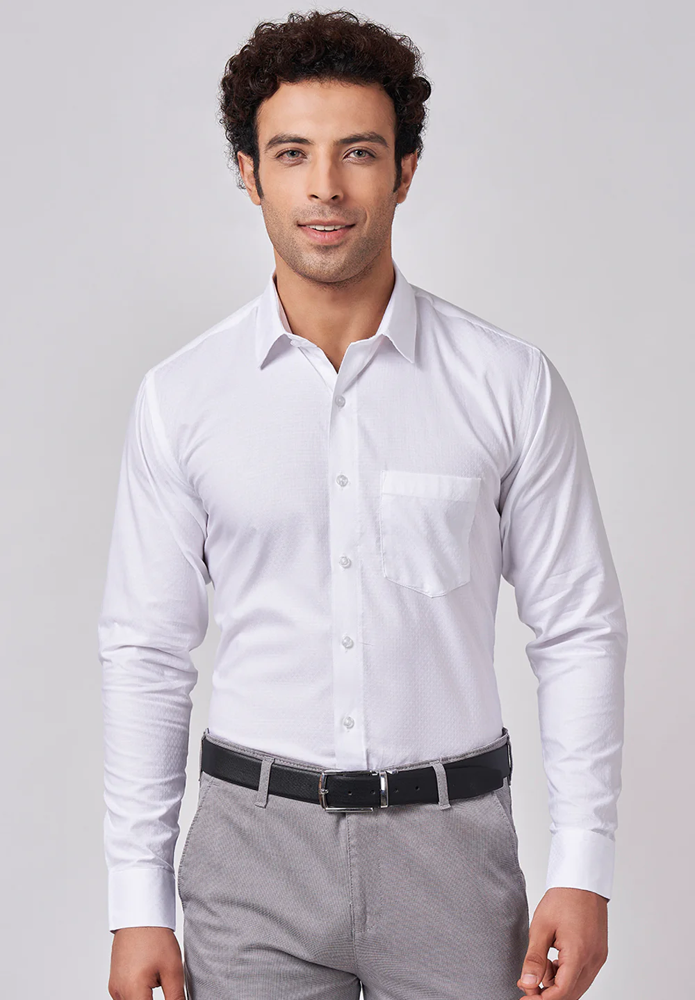 Men White Slim Fit Formal Shirt