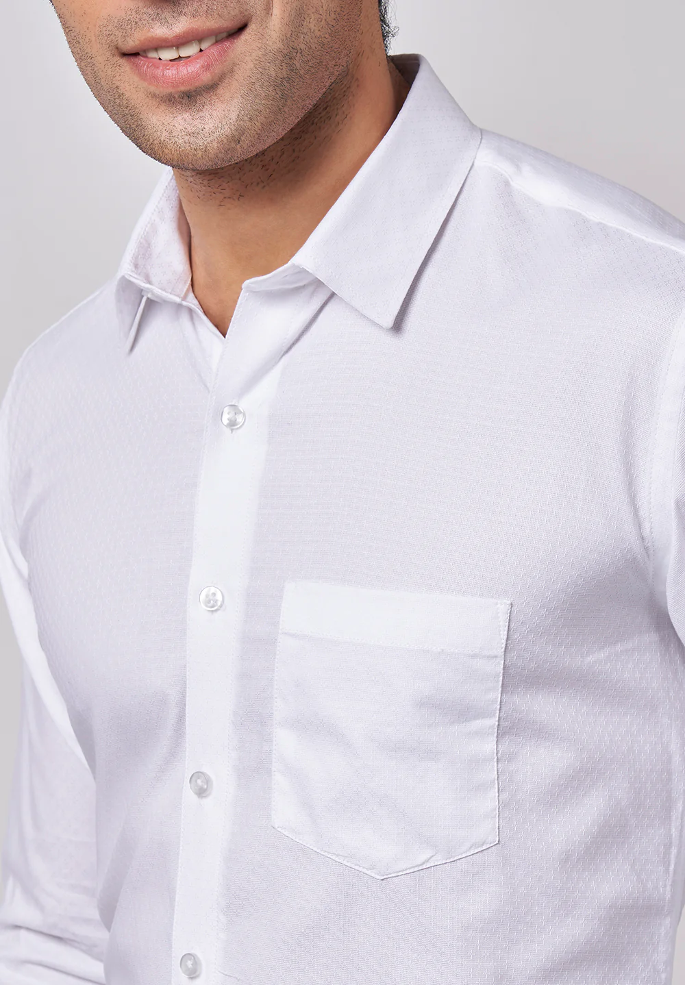 Men White Slim Fit Formal Shirt - Image 4