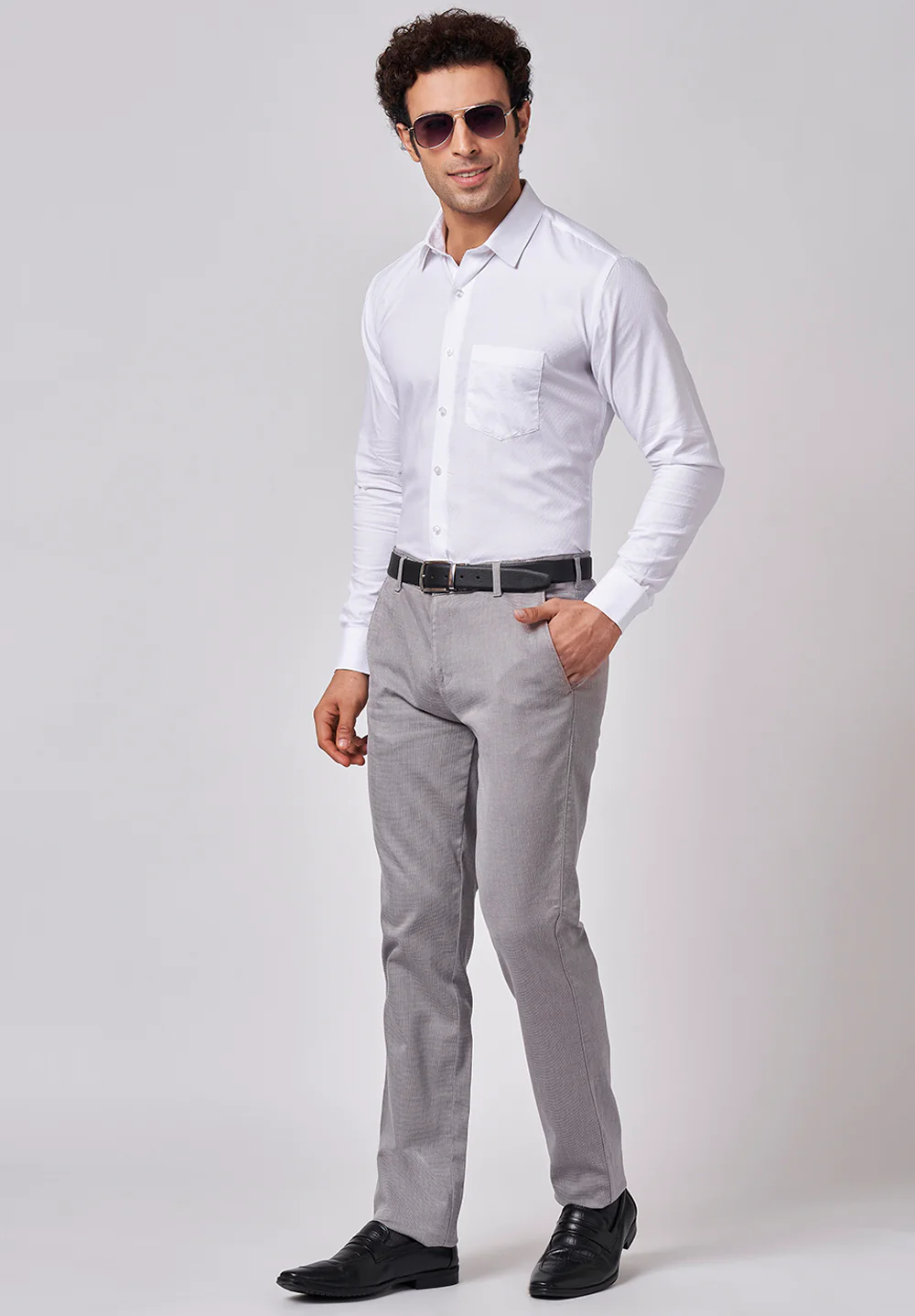 Men White Slim Fit Formal Shirt - Image 5