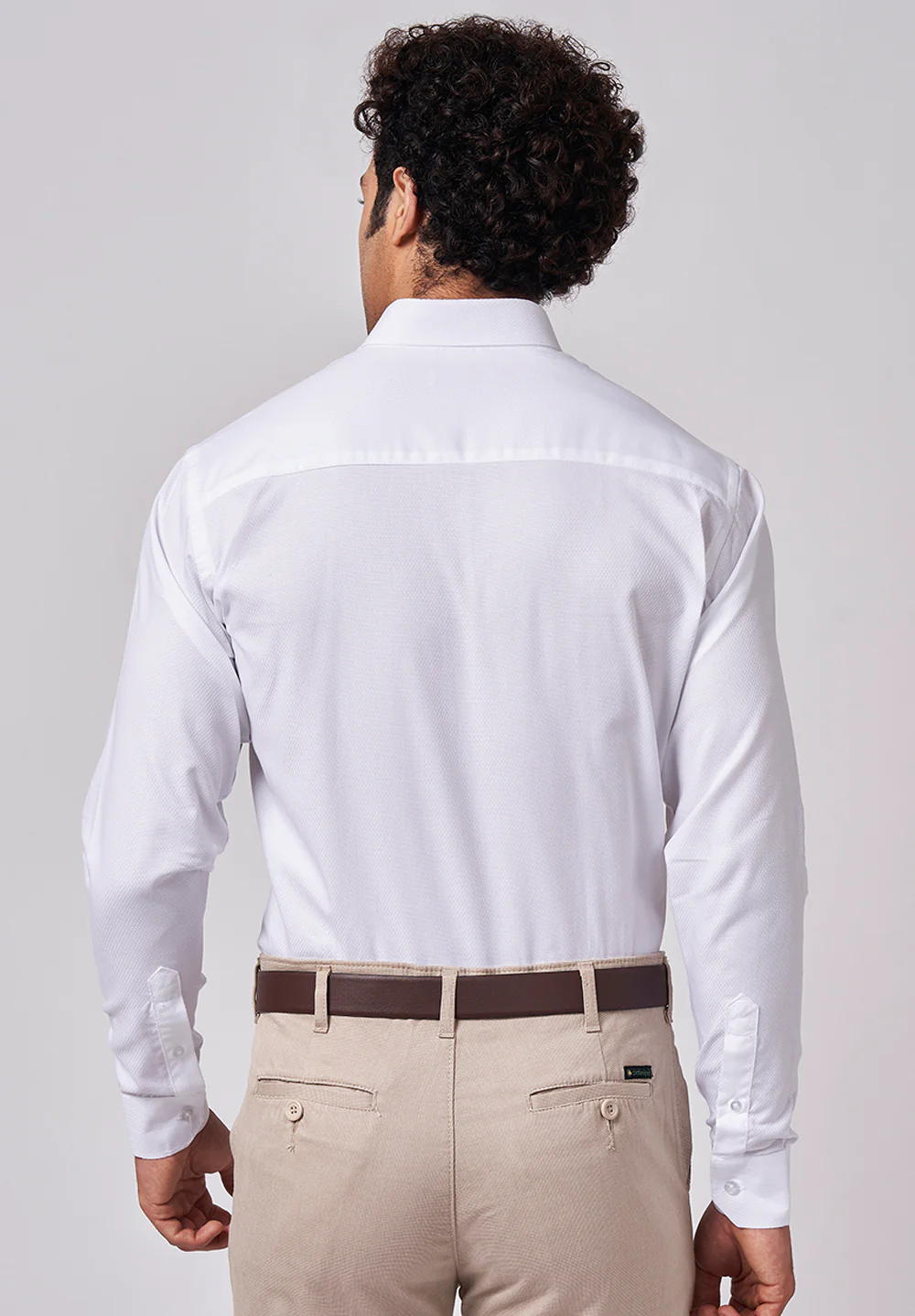 Men White Slim Fit Formal Shirt - Image 3