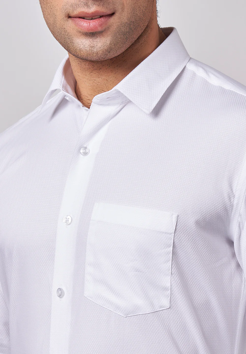 Men White Slim Fit Formal Shirt - Image 4