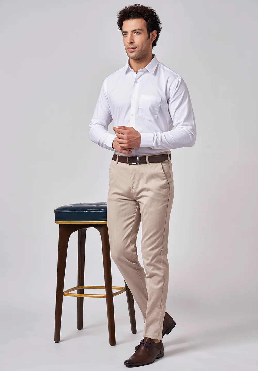 Men White Slim Fit Formal Shirt - Image 5