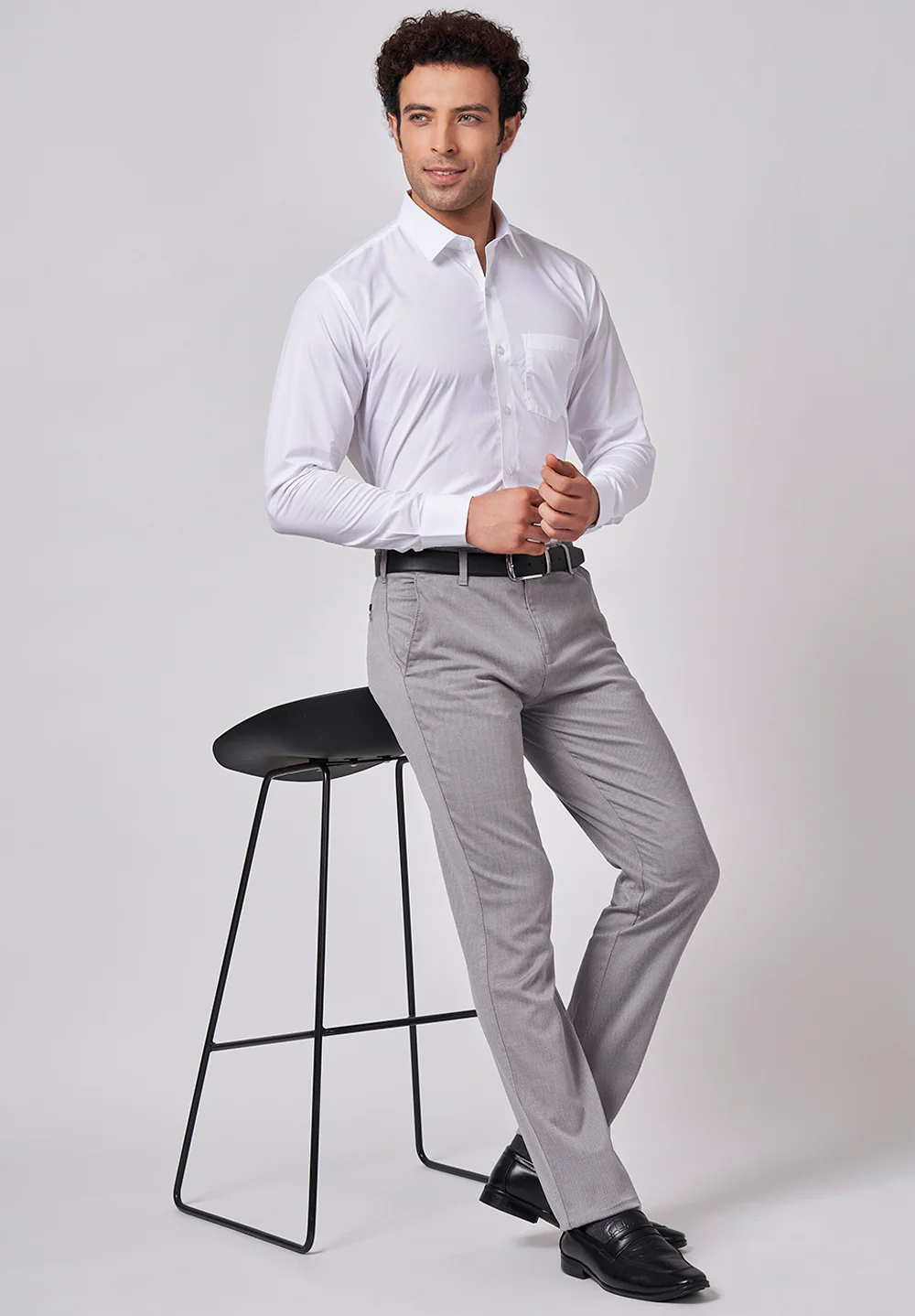 Men White Slim Fit Formal Shirt - Image 5