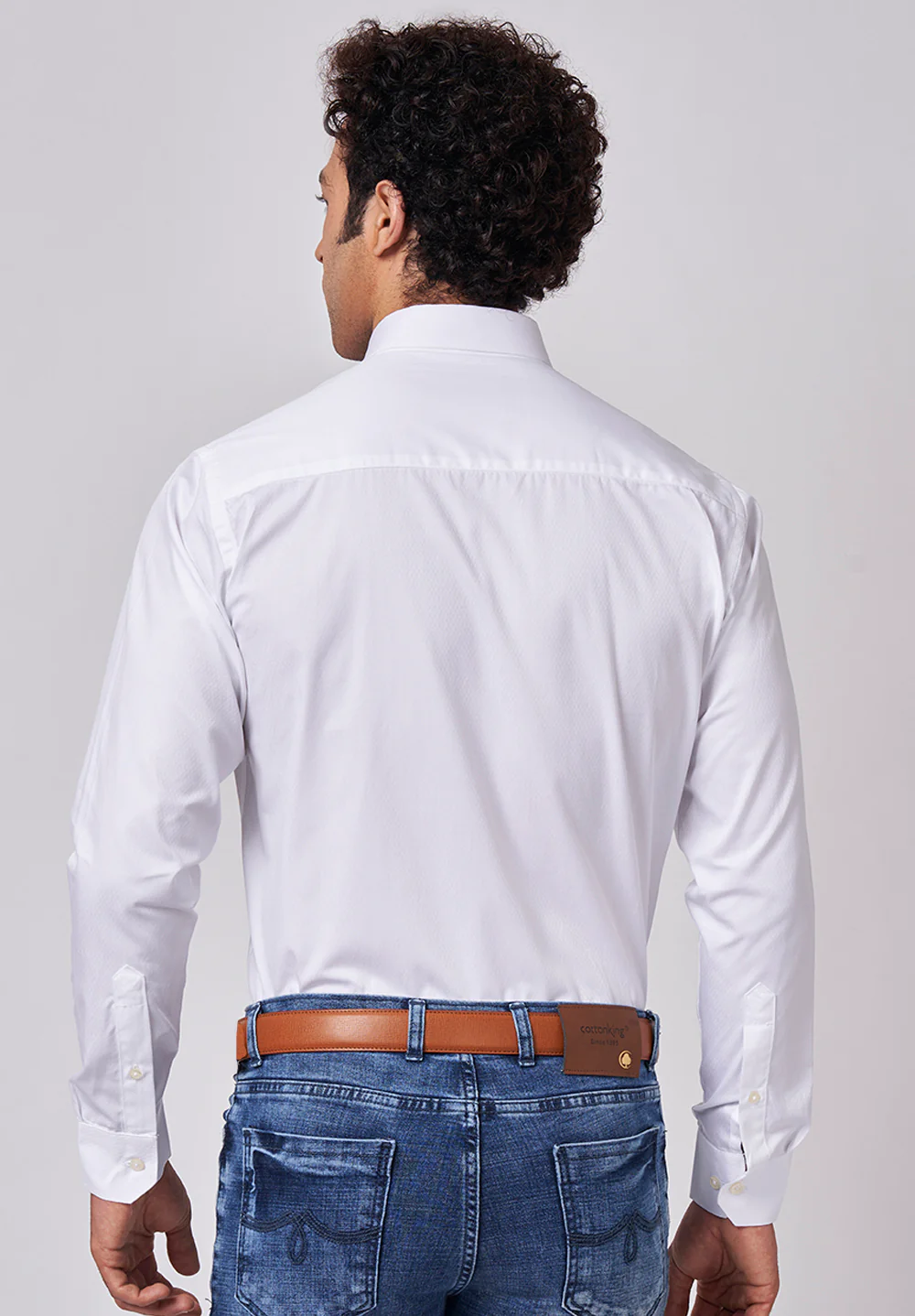 Men White Slim Fit Formal Shirt - Image 3