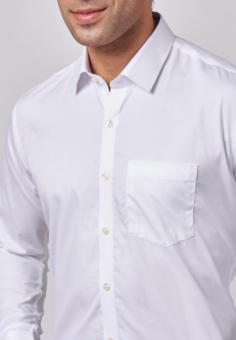 Men White Slim Fit Formal Shirt - Image 5