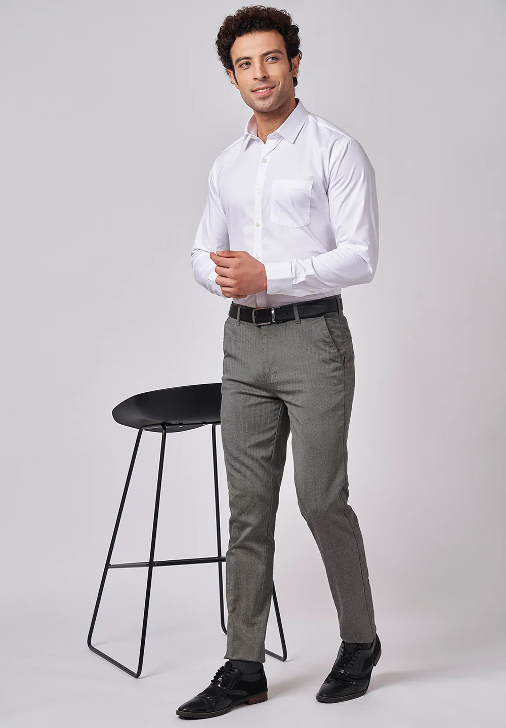 Men White Slim Fit Formal Shirt - Image 5