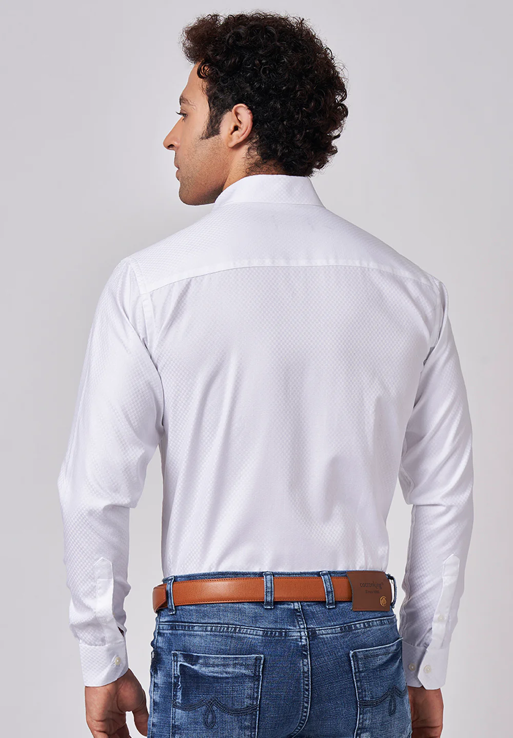 Men White Slim Fit Formal Shirt - Image 3