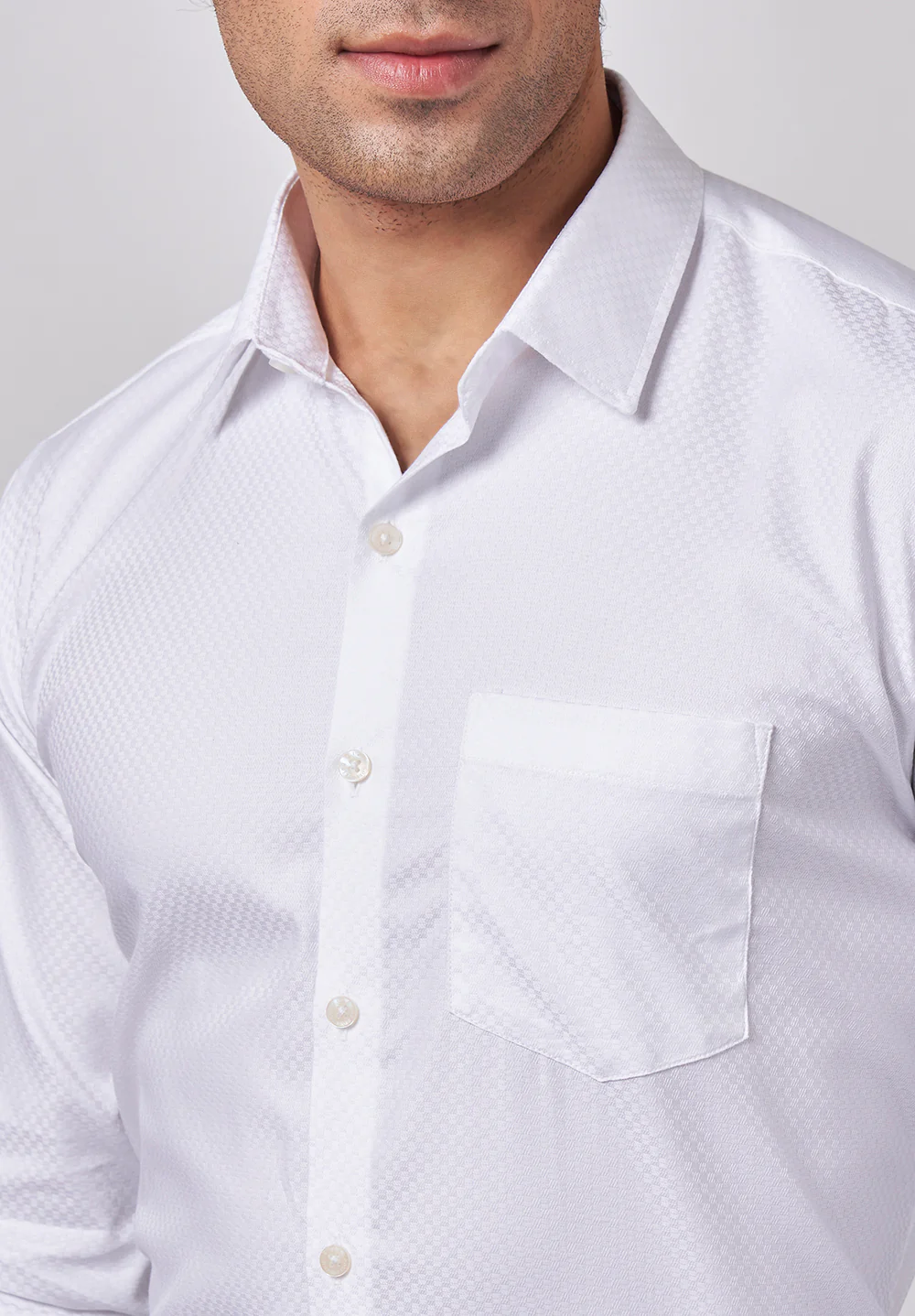 Men White Slim Fit Formal Shirt - Image 4