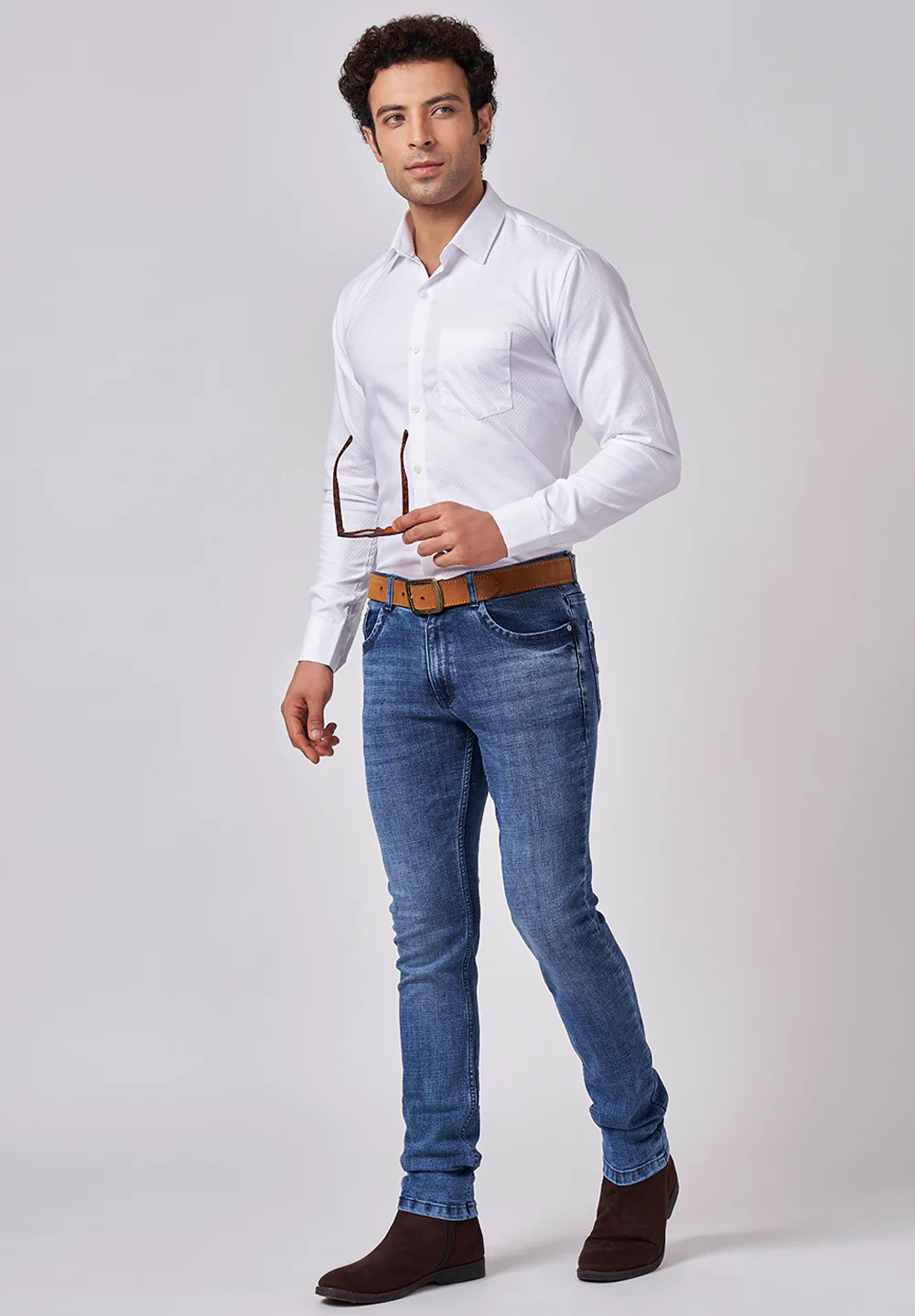 Men White Slim Fit Formal Shirt - Image 5