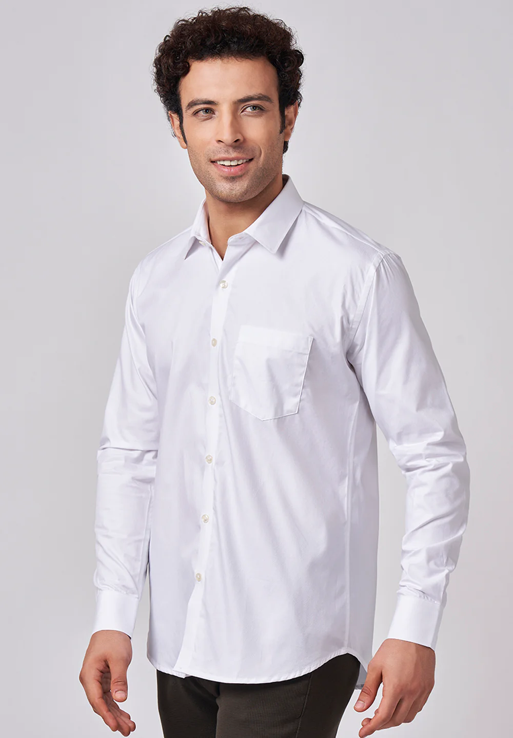 Men White Slim Fit Formal Shirt - Image 2