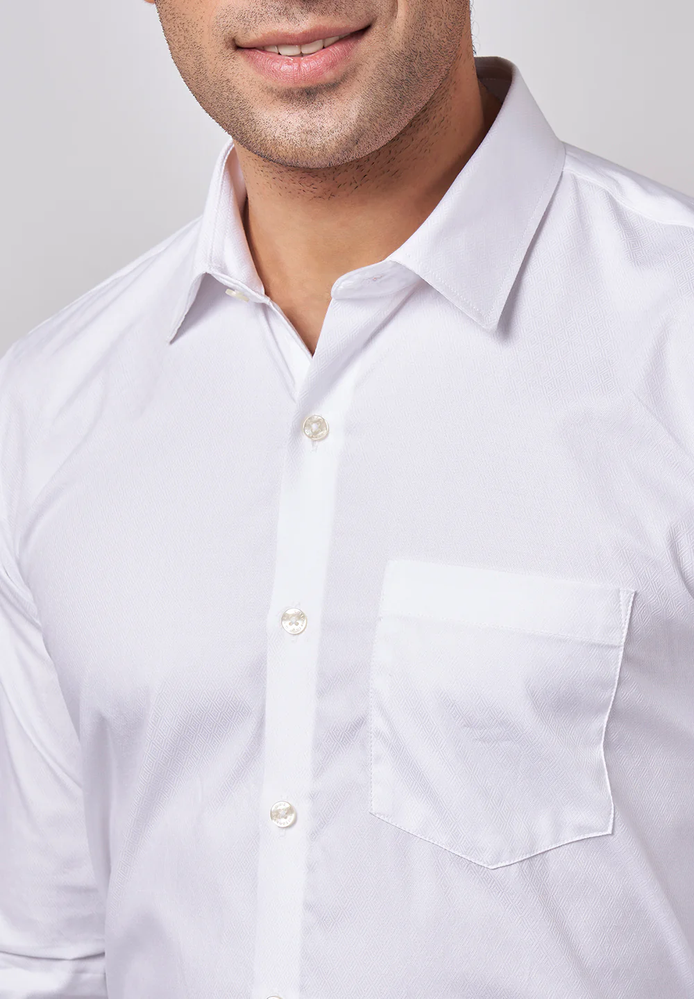 Men White Slim Fit Formal Shirt - Image 5