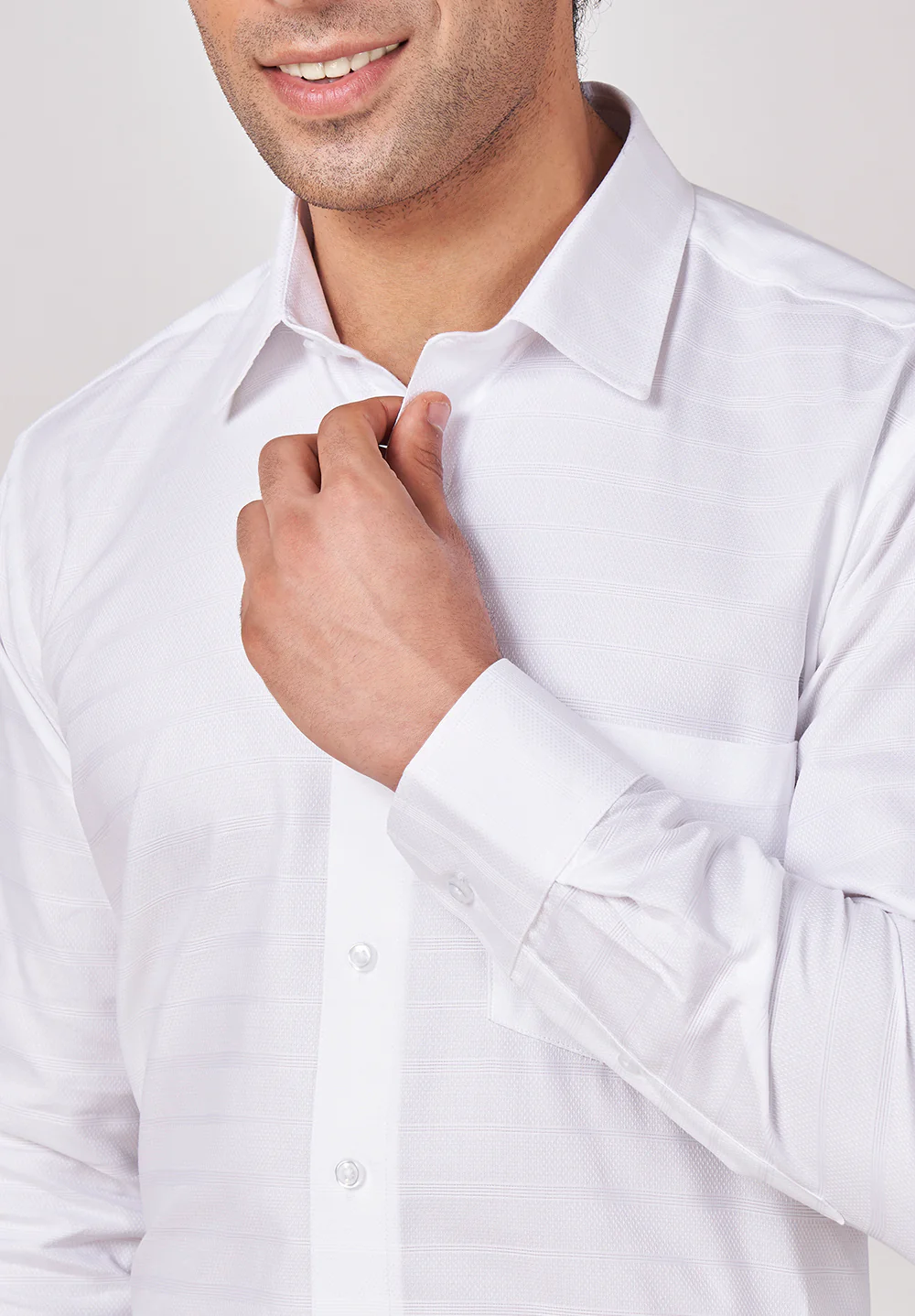 Men White Regular Fit Formal Shirt - Image 4