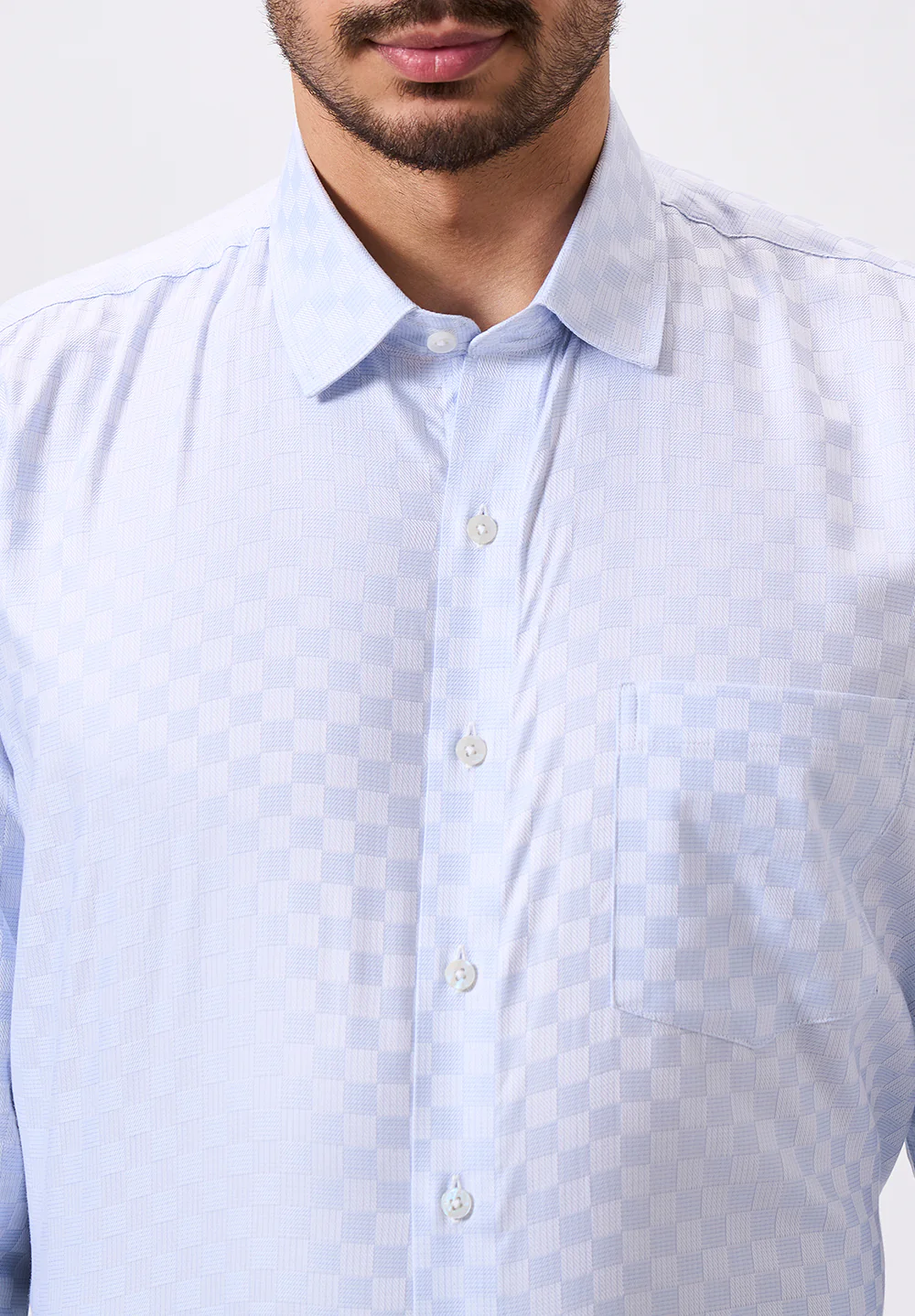 Men Blue Regular Fit Formal Shirt - Image 3