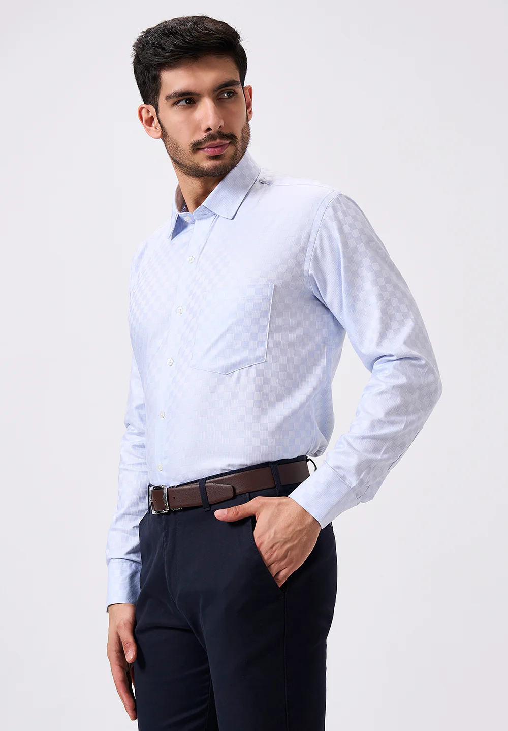 Men Blue Regular Fit Formal Shirt - Image 4