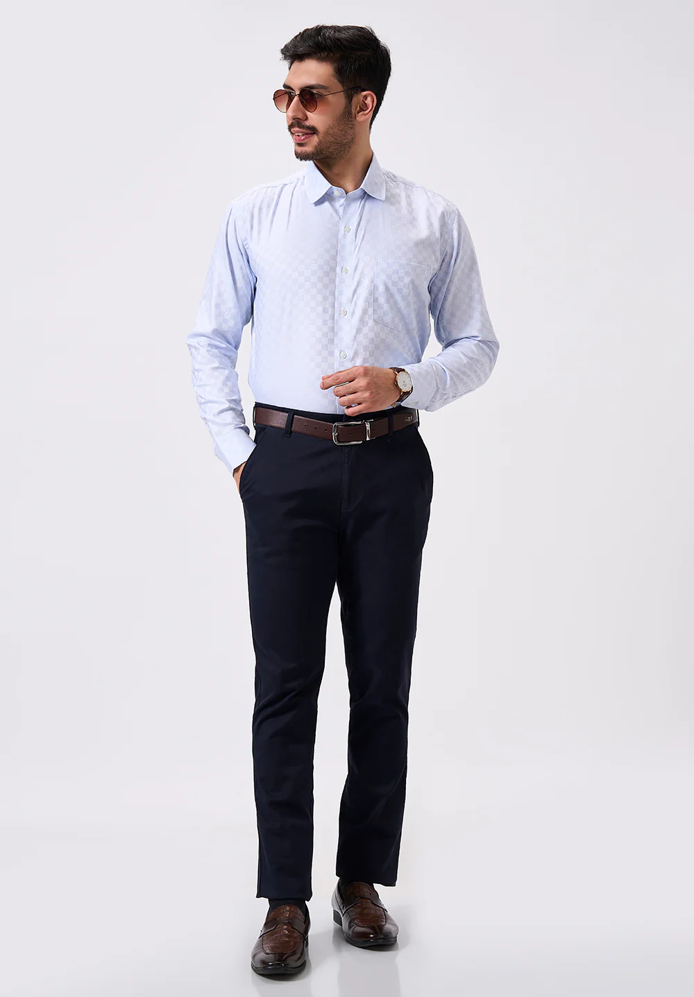 Men Blue Regular Fit Formal Shirt - Image 5