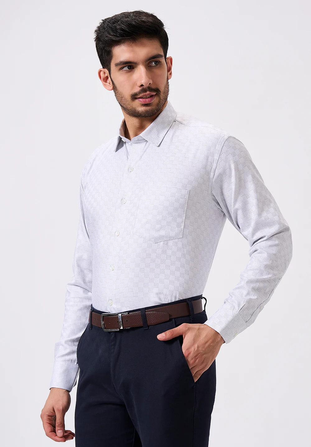 Men White Regular Fit Formal Shirt - Image 2