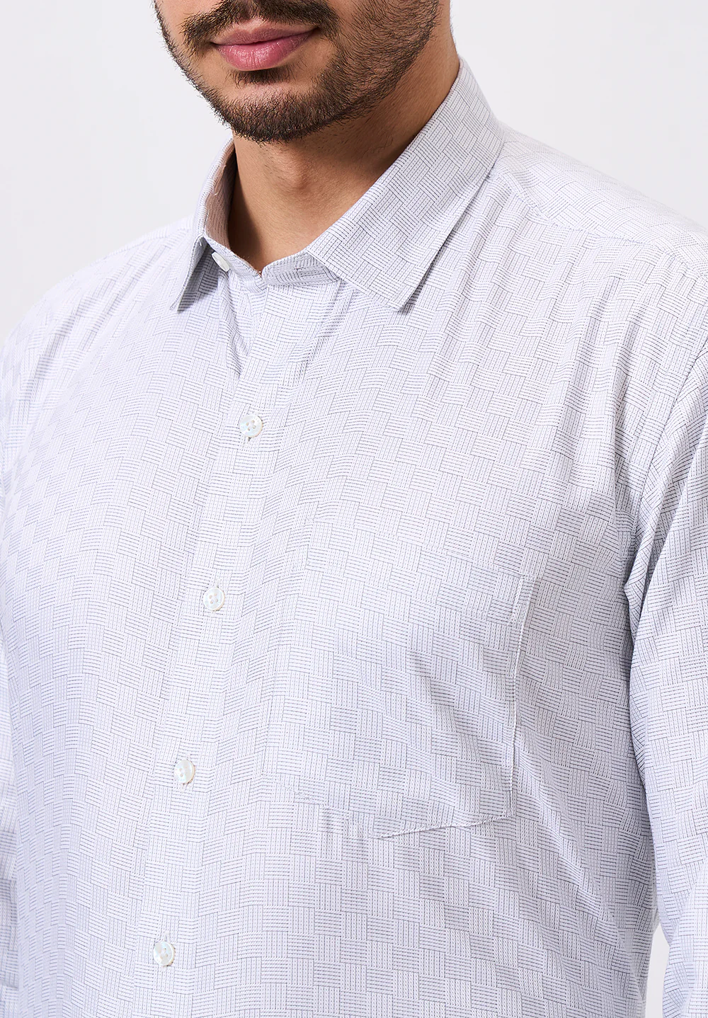 Men White Regular Fit Formal Shirt - Image 3