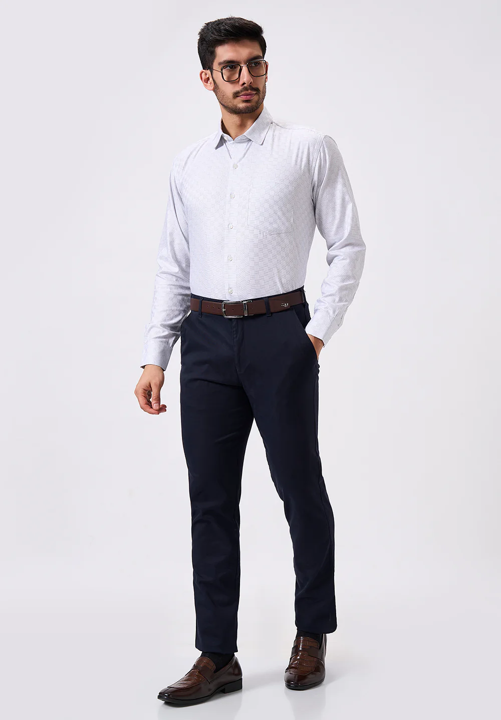 Men White Regular Fit Formal Shirt - Image 4