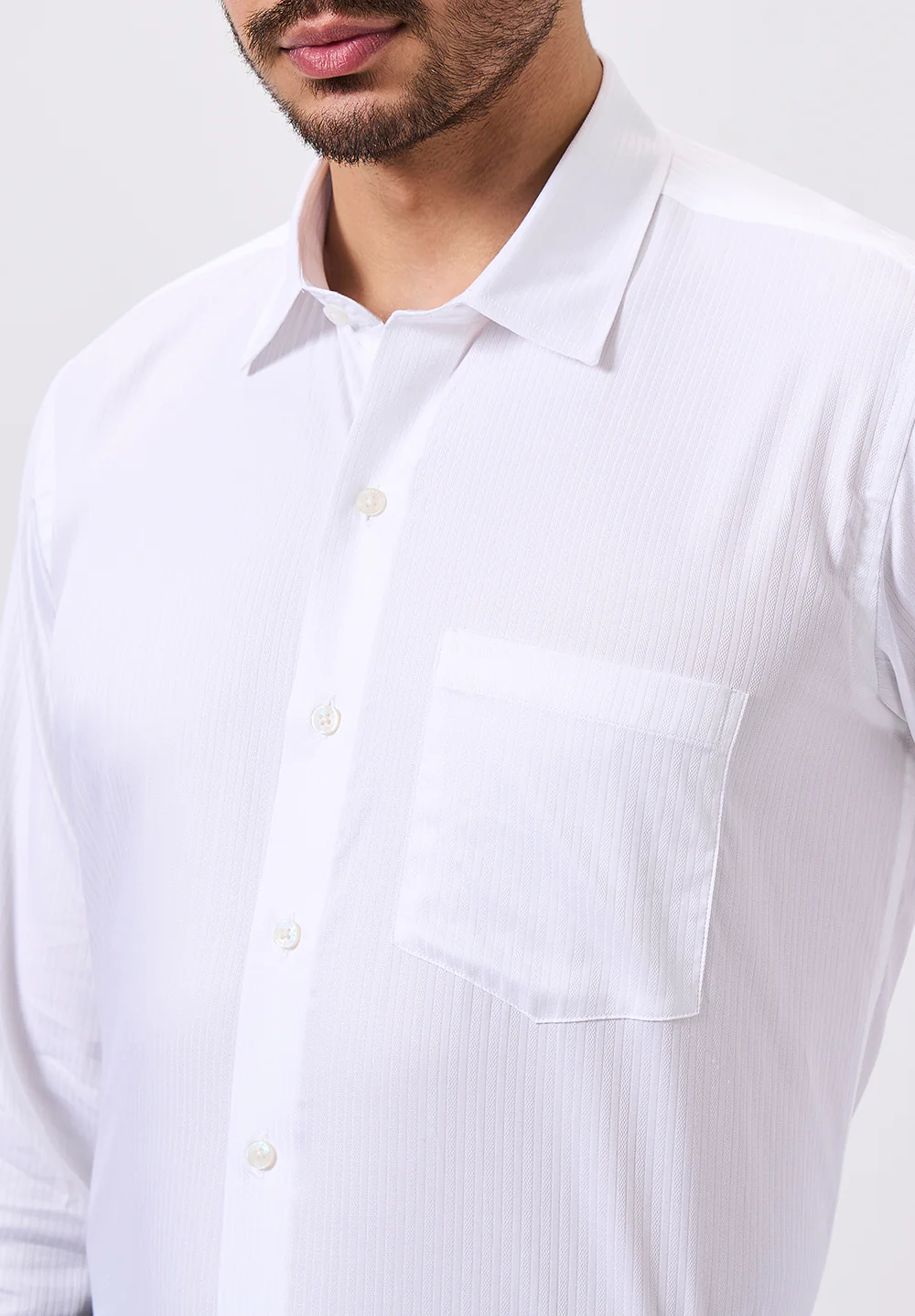 Men White Regular Fit Formal Shirt - Image 3