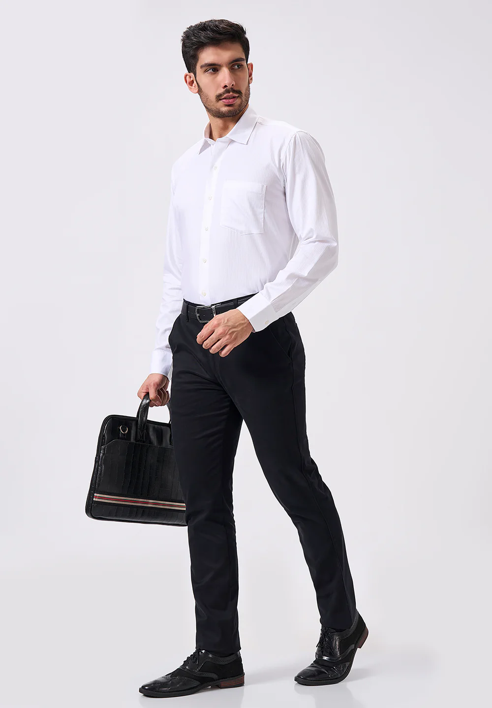Men White Regular Fit Formal Shirt - Image 4