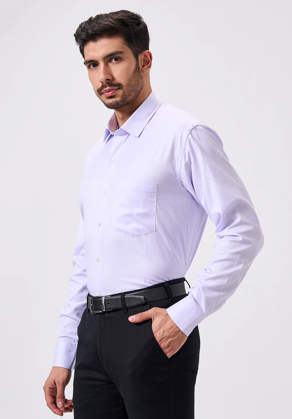 Men Light Purple Regular Fit Formal Shirt - Image 4