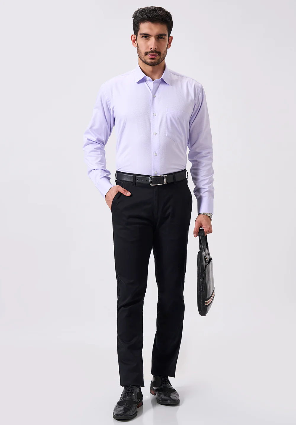 Men Light Purple Regular Fit Formal Shirt - Image 5