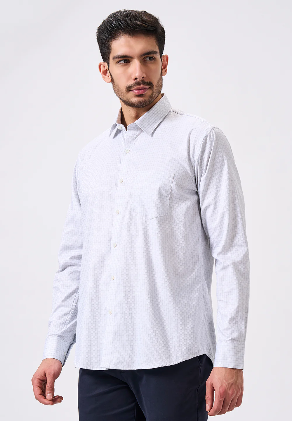 Men White Slim Fit Formal Shirt - Image 3
