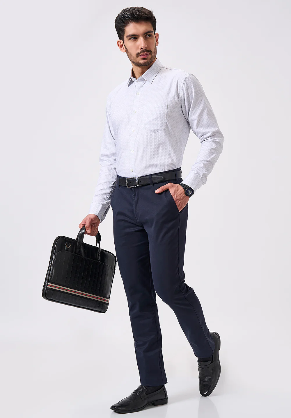 Men White Slim Fit Formal Shirt - Image 5