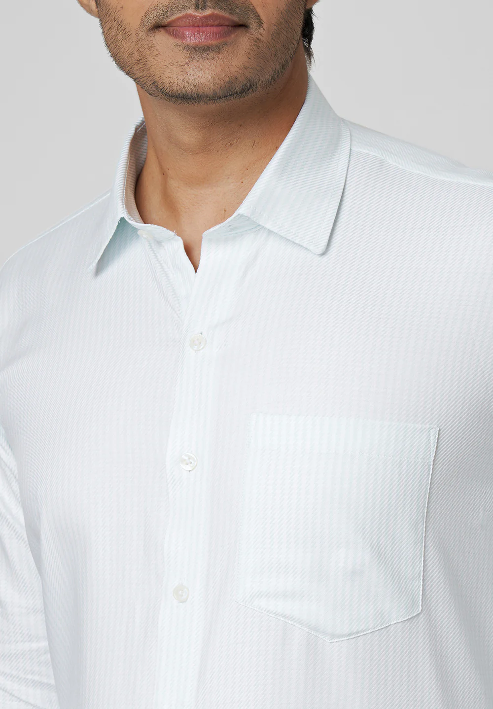 Men White Regular Fit Formal Shirt - Image 3