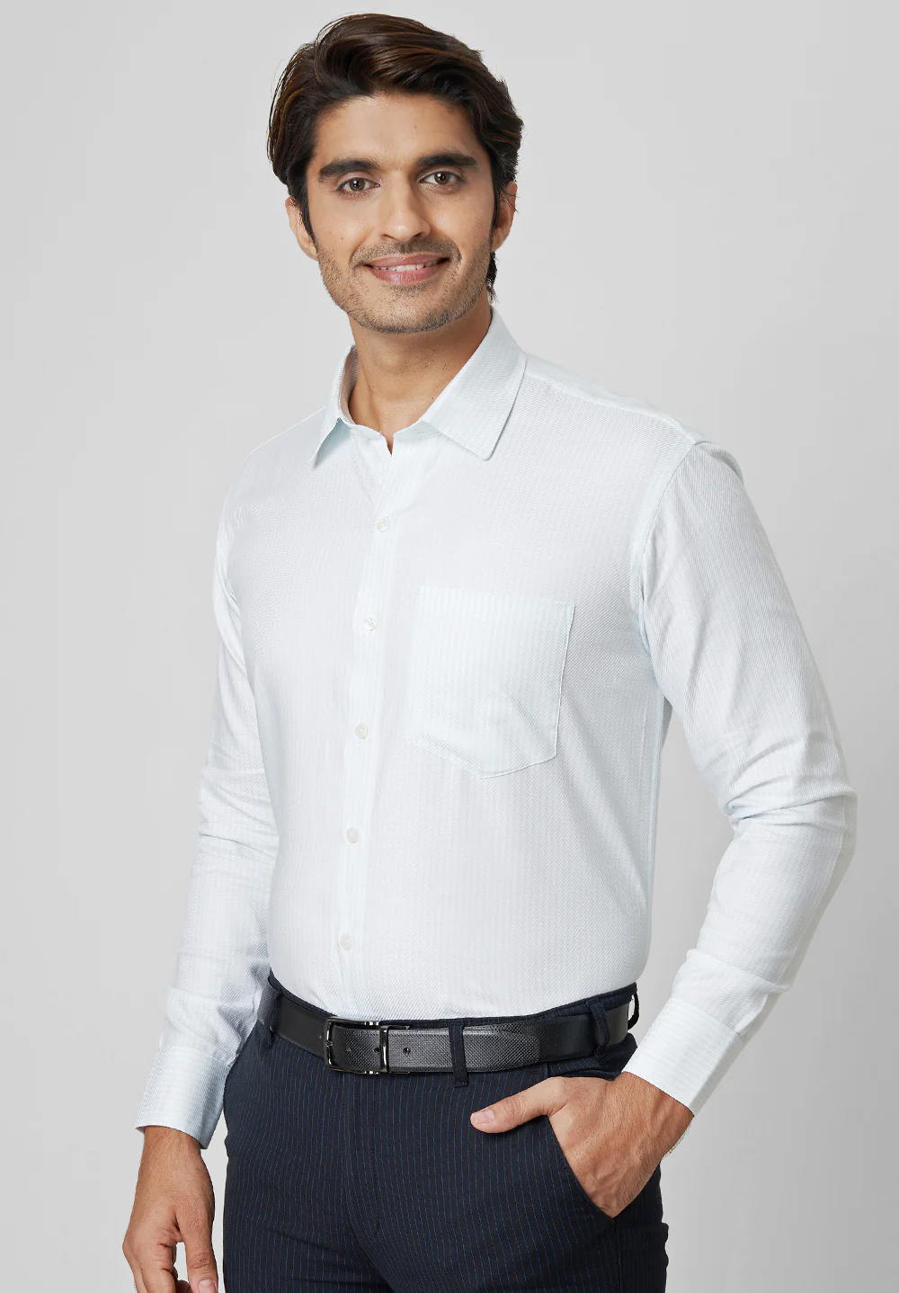 Men White Regular Fit Formal Shirt - Image 4