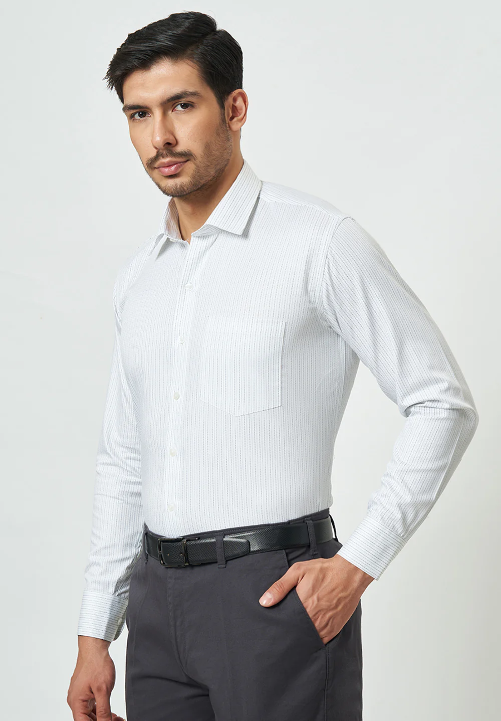 Men White Regular Fit Formal Shirt - Image 3