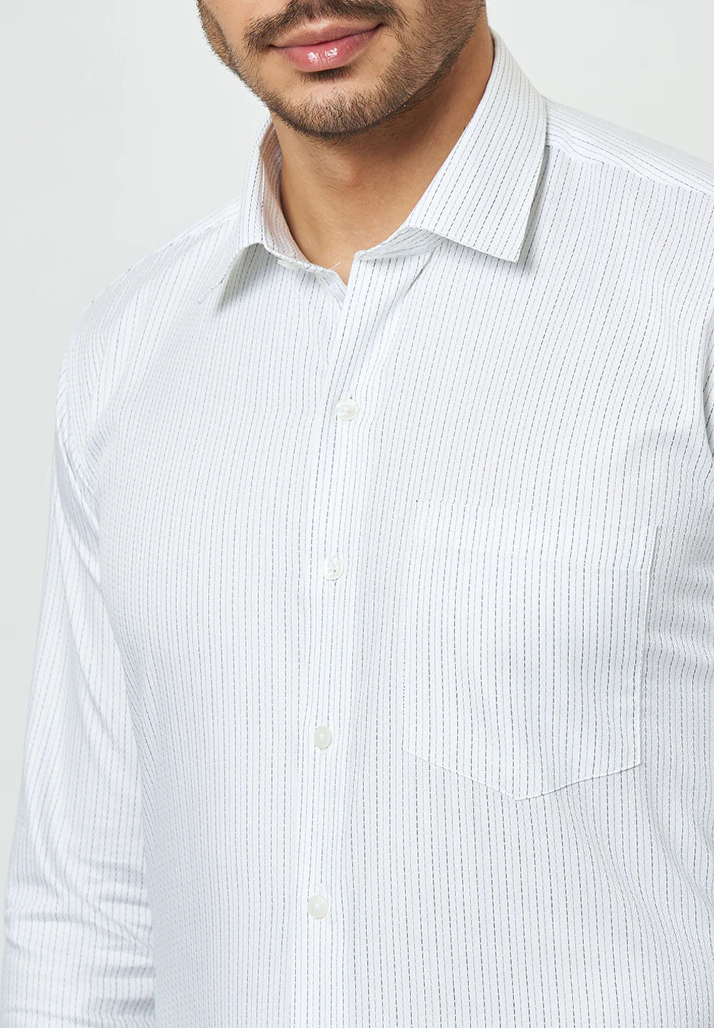 Men White Regular Fit Formal Shirt - Image 4