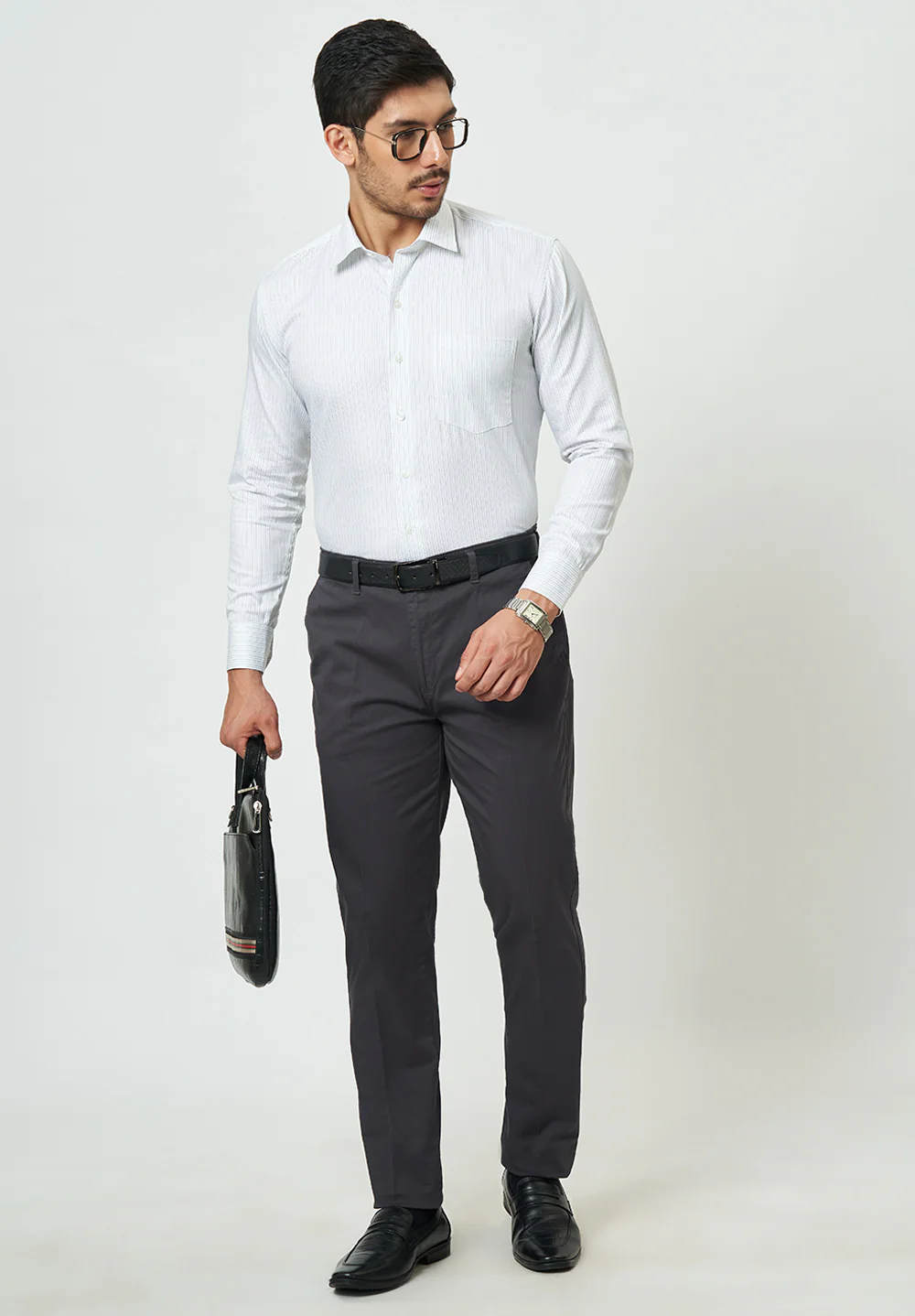 Men White Regular Fit Formal Shirt - Image 5
