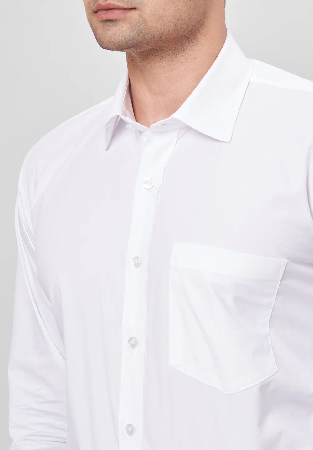 Men White Regular Fit Formal Shirt - Image 3
