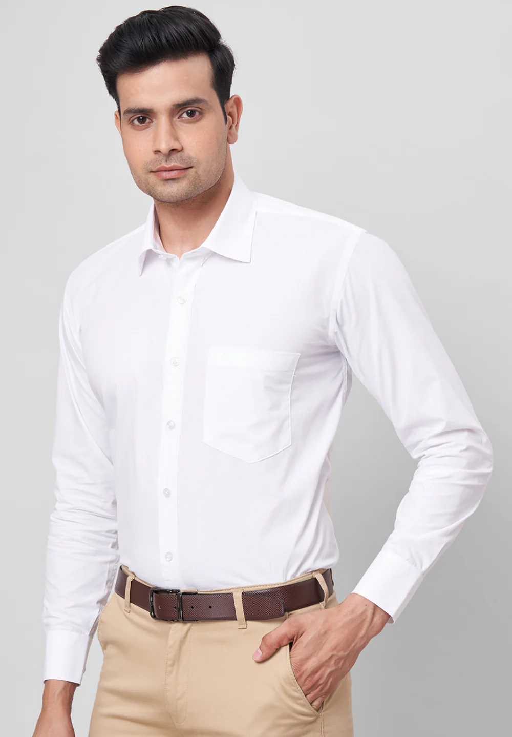 Men White Regular Fit Formal Shirt - Image 5