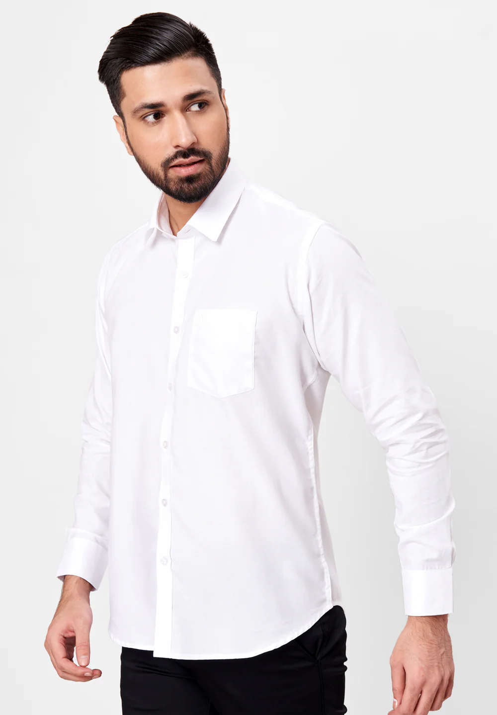 Men White Slim Fit Formal Shirt - Image 2