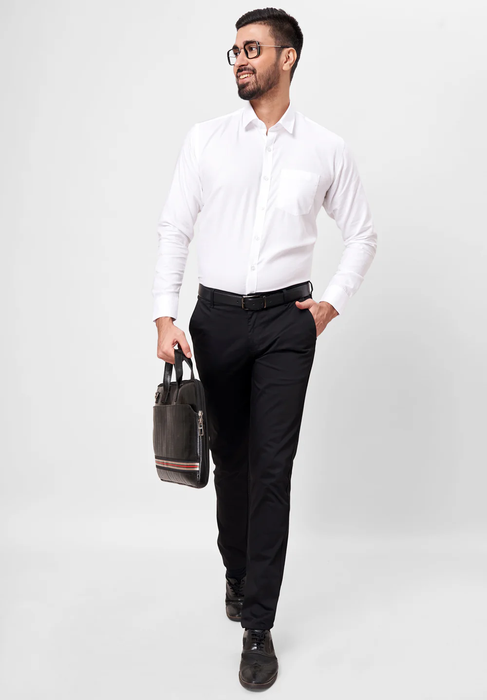 Men White Slim Fit Formal Shirt - Image 4