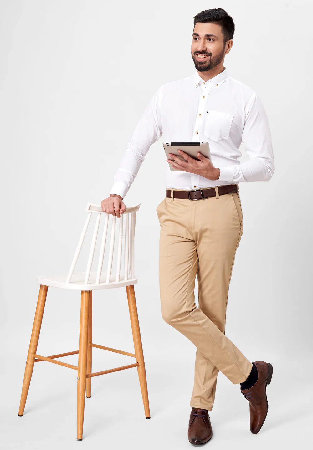 Men White Slim Fit Formal Shirt - Image 4