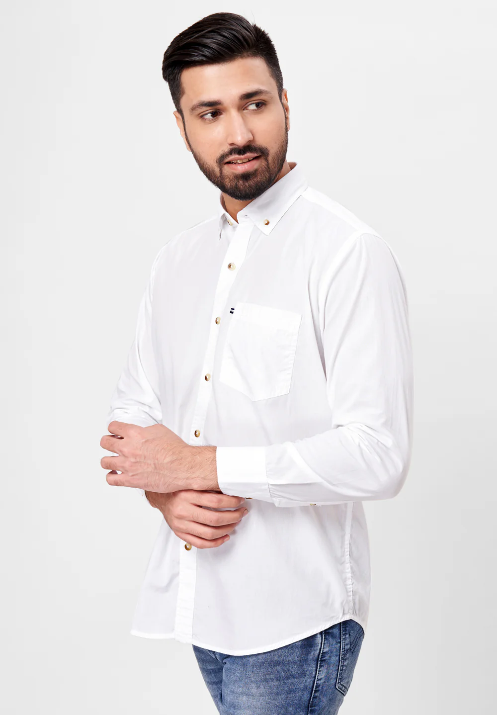 Men White Smart Fit Formal Shirt - Image 4